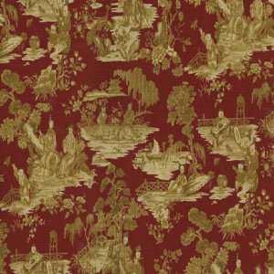 54 Wide Fabric Canton Garden, Color Merlot Waverly Toile Fabric By 