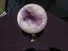 AMETHYST DRUZE GEODE SPHERE WITH DOLPIN BRASS DISPLAY STAND g169
