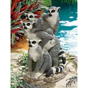  Ring Tailed Lemur Family Statue Patio, Lawn & Garden