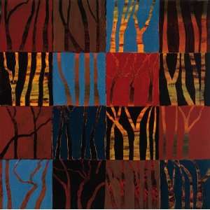Gail Altschuler 24W by 24H  Red Trees II Super Resin Gloss 1 3/4 