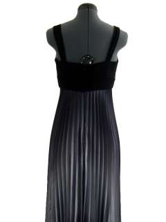 Betsy & Adam Black & Silver Pleated Evening Gown Dress Size 8  