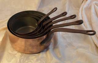 Five French top quality copper pans chef saucepan pot chef 