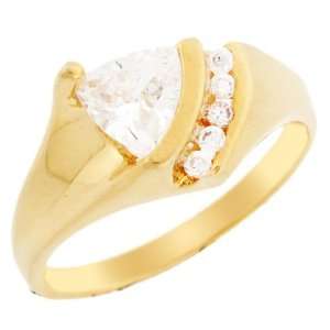   Gold 6mm Trillion Cut CZ with Channel Set Round accents Jewelry