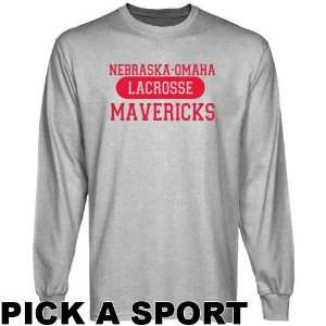  Nebraska Omaha Mavericks Ash Custom Sport Long Sleeve T 