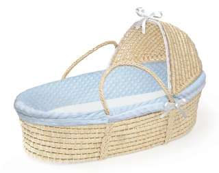 Blue Furry Dot Natural Baby Moses Basket w/ Hood NEW  
