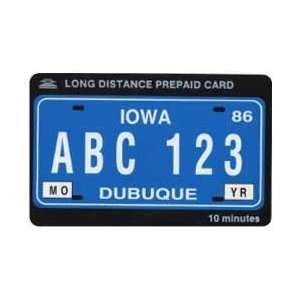  Collectible Phone Card: Iowa License Plate (Blue & White 