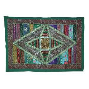  New Vintage Sequins Sari Handmade Wall Hanging Tapestry 