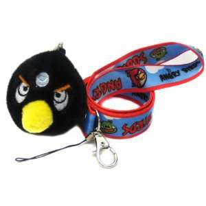  Angry Bird Lanyard Key chain with Bonus Black Bird Plush 