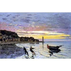 Claude Monet: Hauling a Boat Ashore, Honfleur : Art Reproduction Oil P