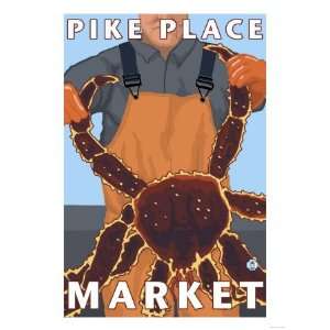 King Crab Fisherman, Pike Place Market, Seattle Giclee Poster Print 