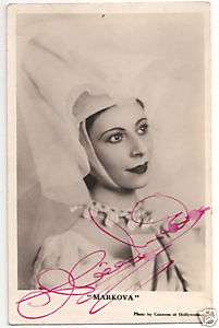 ORIGINAL BALLET POSTCARD ALICIA MARKOVA AUTOGRAPHED  