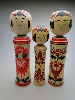 Vintage Japanese wood doll KOKESHI set  