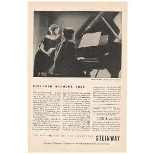 1930 Children Without Toys Play Steinway Piano Print Ad 