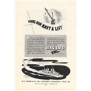  1943 US Navy Ship Bayard Deck Crane Print Ad