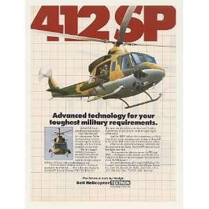  1986 Bell 412SP Military Helicopter Print Ad (43568)