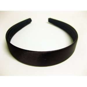 Chocolate Solid Satin Wrapped Headband For Girls And Women One Size 