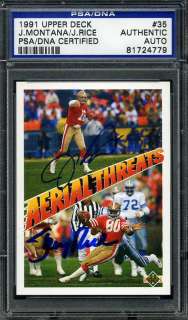 on an Personally Autographed 1991 Upper Deck Joe Montana & Jerry Rice 