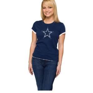  Dallas Cowboys Womens Navy Logo Premier Too Cap Sleeve 