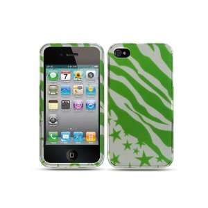 iPhone 4 / 4S Crystal Design Cover Case Green Zebra & Star 