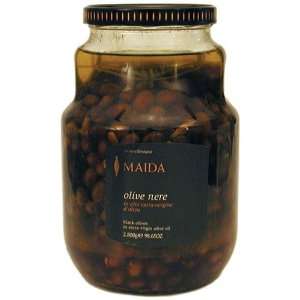 Maida Leccino Black Olives in EVOO Olive Oil Bulk, 3 L Jar  