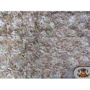  Rosette Satin Beige Fabric By the Yard 