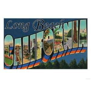 Long Beach, California   Large Letter Scenes Giclee Poster Print 