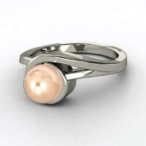  Pearl Swirl Ring, Peach Cultured Pearl Platinum Ring 