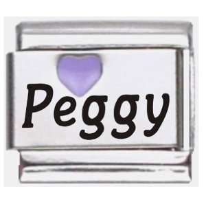  Peggy Purple Heart Laser Name Italian Charm Link Jewelry