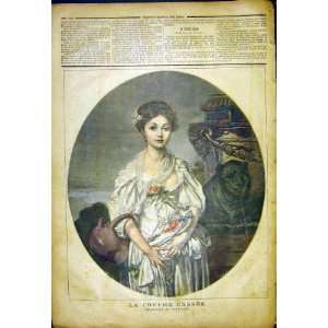  Portrait Lady Jug Woman Greuze French Print 1892