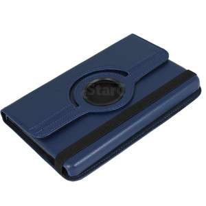 Dark Blue  Kindle Fire 360 Degree Rotating Leather Case Cover w 