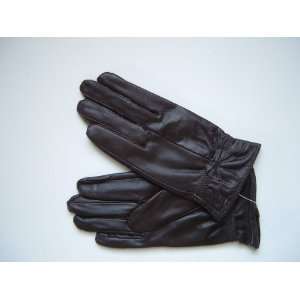   Pair of Women Soft Leather gloves Size M Brown wg2 