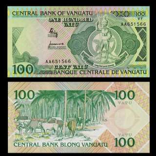 100 VATU Banknote VANUATU 1982   Tribal WARRIOR   UNC  