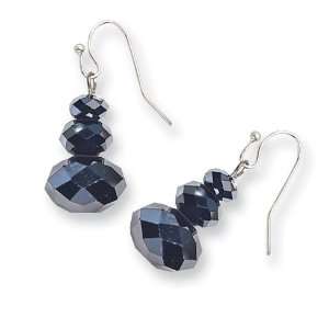  Black plated Luxury Cut Faceted Jet Crystal Earrings/Mixed 