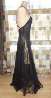VTG 80s Avant Garde Lace Illusion Full Sweep Goddess Nightgown Gown L 