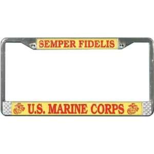  US Marines License Plate Frame (Chrome Metal) Automotive