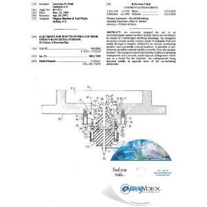 NEW Patent CD for ELECTRODE FOR ELECTROHYDRAULIC HIGH ENERGY RATE 