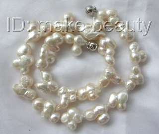   big 23mm baroque white freshwater cultured pearl necklace  