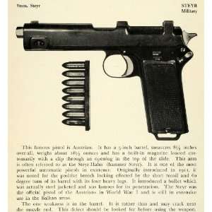 1948 Print 9 mm Steyr Military Pistol Austrian Weapon Balkan Firearm 