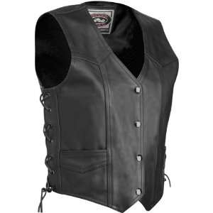  River Road Plain Womens Leather Harley Motorcycle Vest w 