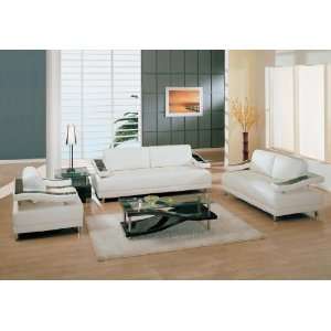  GL 759 W White Leather Sofa Set