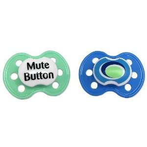   BPA Free Pacifiers   Green Mute Button & Dark Blue Saucy Stripe Baby