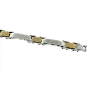   Gold And Silver Tone Greek Key Pattern Bracelet SSB933TT Jewelry
