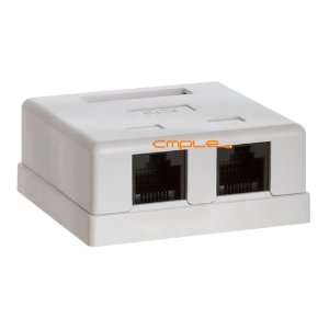  Cmple   Surface Mount Box Cat6 Double WHITE Electronics