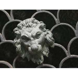  Ornate Metal Gate with Lions Head Sculpture Photographic 