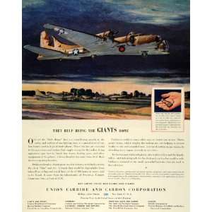 1944 Ad Union Carbide & Carbon War Products Military Aircraft Fighter 