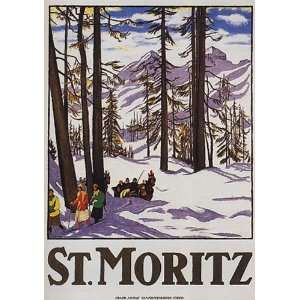  SAINT MORITZ SKI COUNTRY SKIING WINTER SMALL VINTAGE 