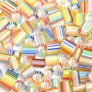  Carnival Stripe Mix Furnace Glass Beads: Arts, Crafts 