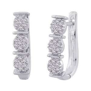 10K White Gold 1/5 ct. Diamond Huggie Earrings: Jewelry