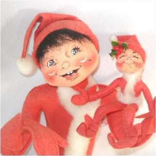 Annalee Christmas Pixie Elf Soft Sculptured Dolls Pair  