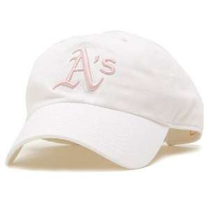  Oakland Athletics White and Pink Womens Adjustable Cap 